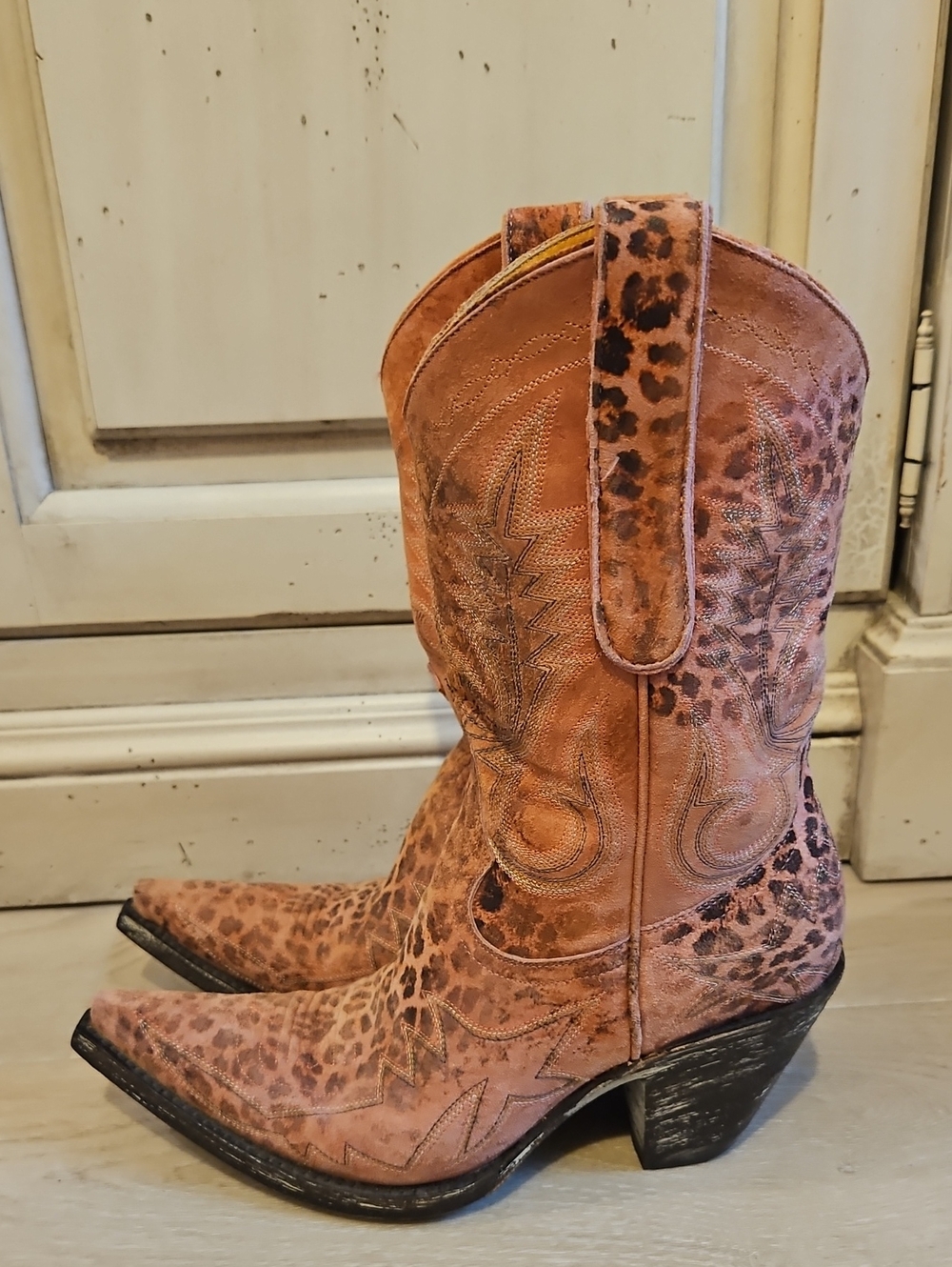 Rare Old Gringo Nevada Pink Leopardito Distressed Leather Cowgirl Boots Size 5.5 - Picture 10 of 16